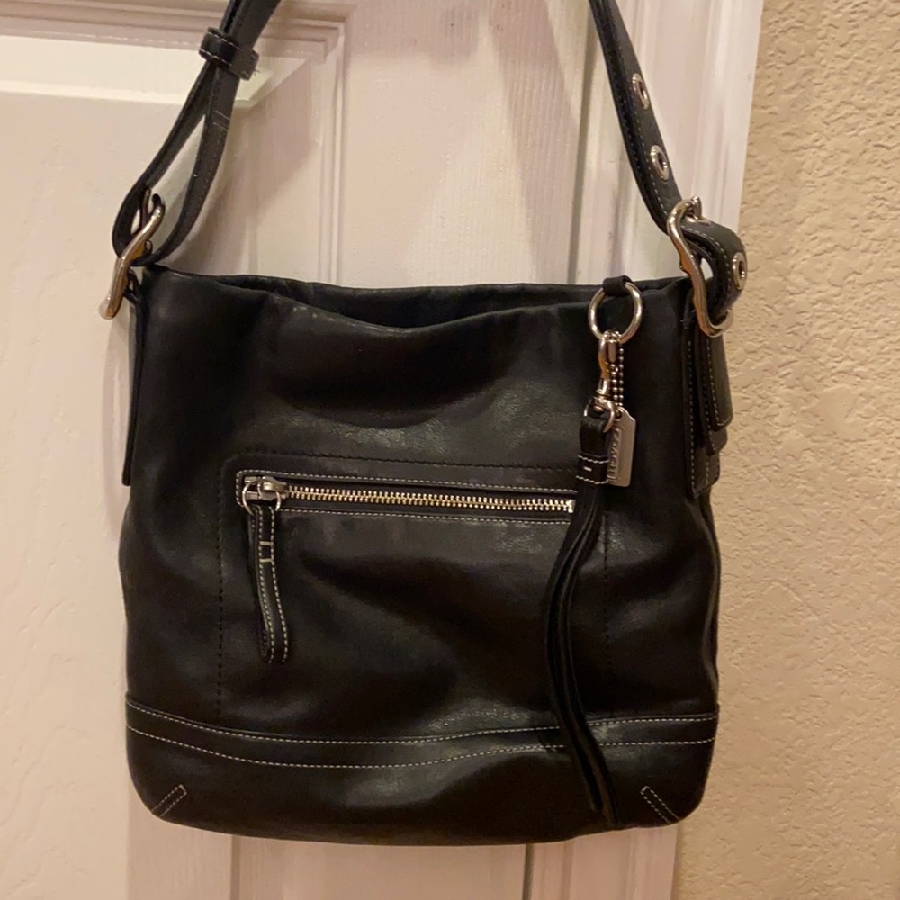 Coach black leather bag 1415, preowned